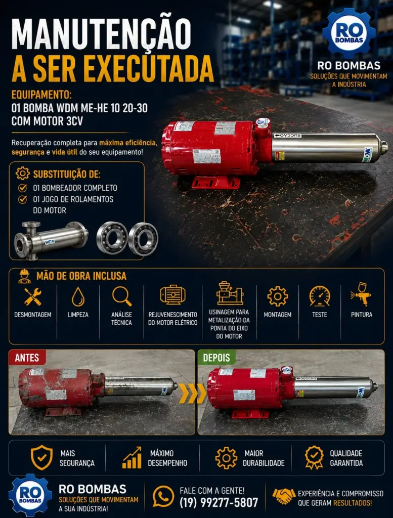 Manutenção em bomba WDM ME-HE 10 20-30